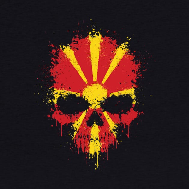 Chaotic Macedonian Flag Splatter Skull by jeffbartels